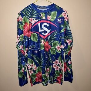 Louisville Slugger Hawaiian Long Sleeve Shirt Men's Size large Floral  Pullover